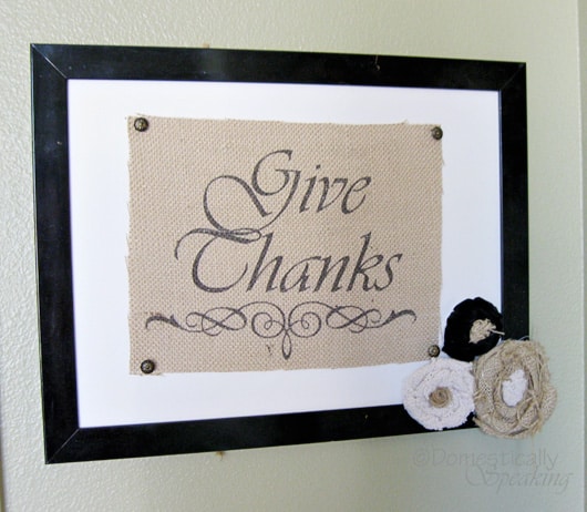 Burlap Give Thanks Sign