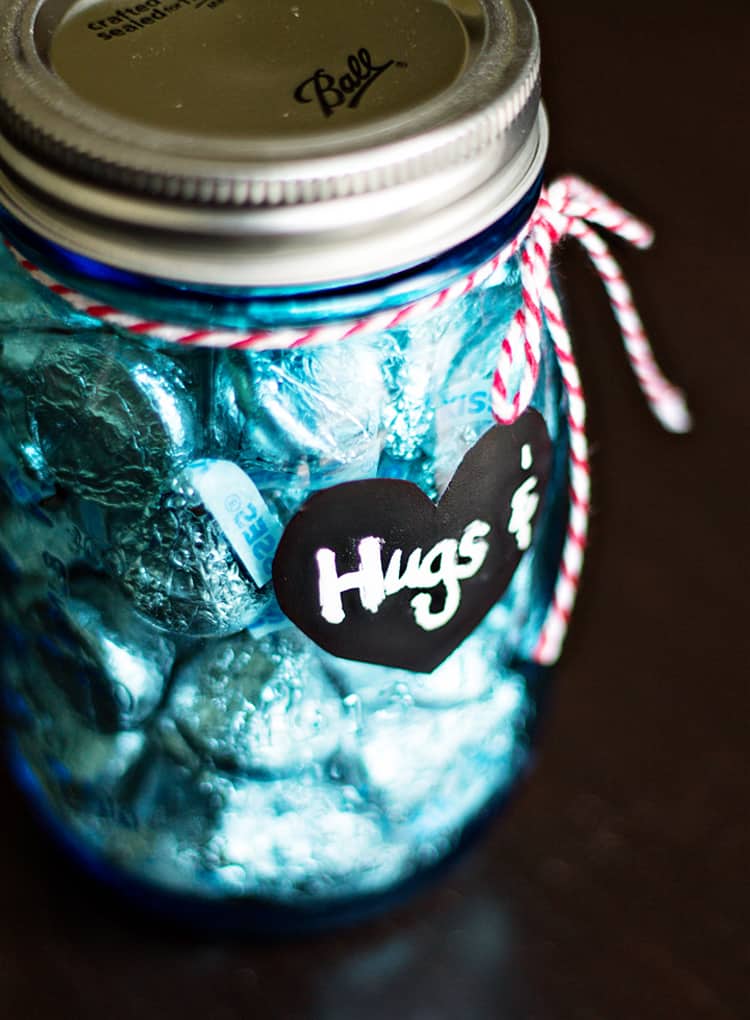 Hugs and Kisses Mason Jar Valentines Gifts