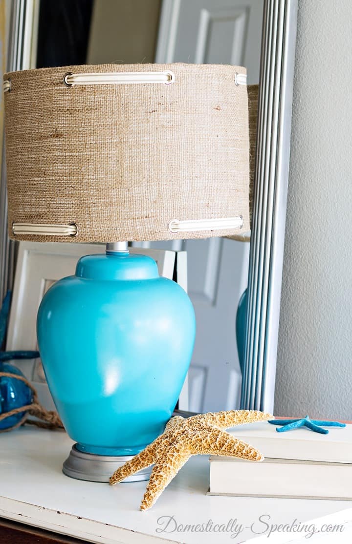 Burlap Lampshade with Grommets and Ribbon