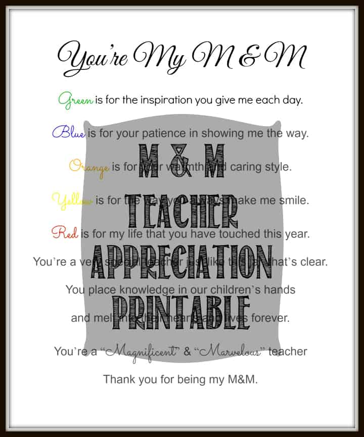 Teacher Appreciation Gift Printable Free