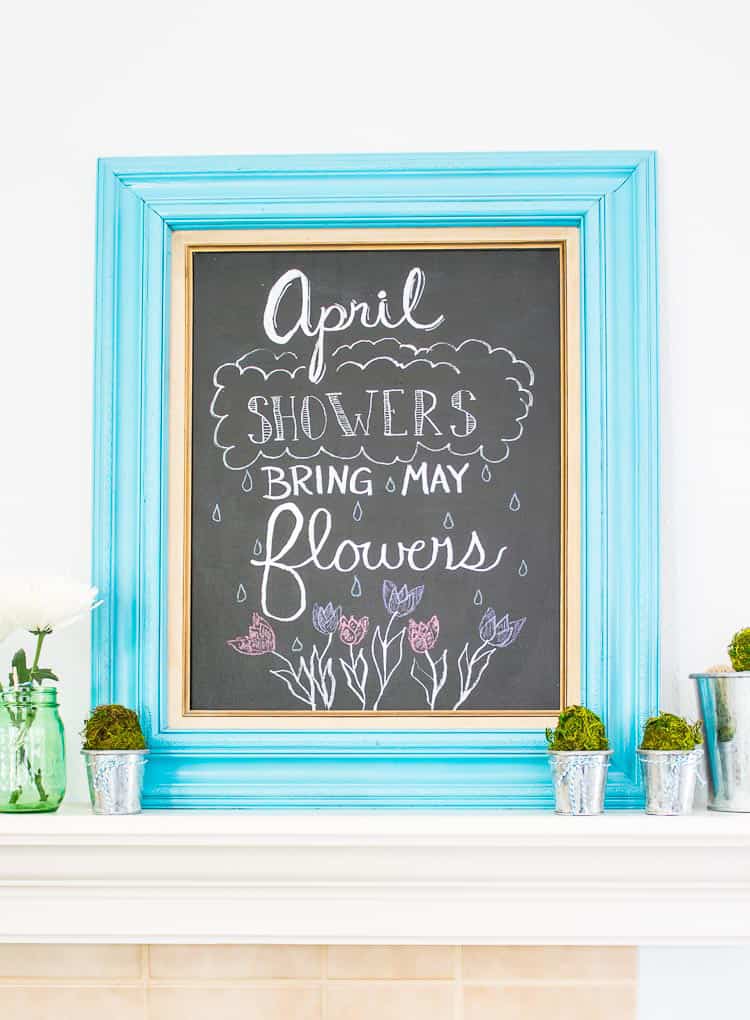 Spring Mason Jar Chalkboard Mantel