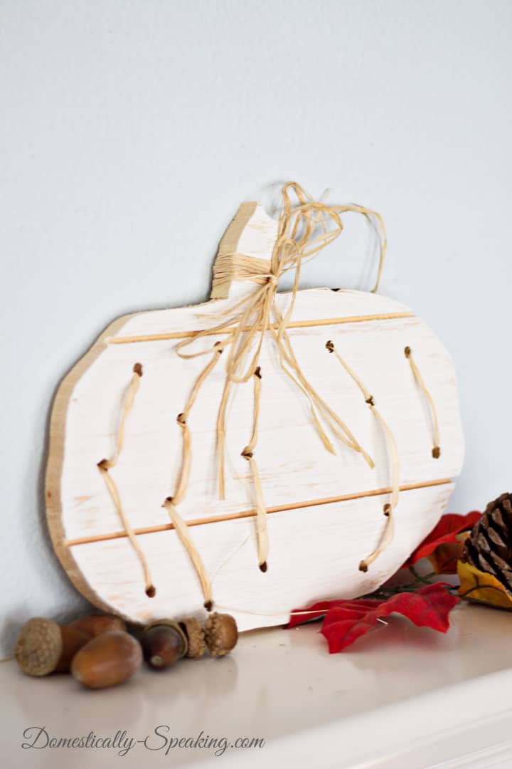 Wood Pumpkin with Raffia