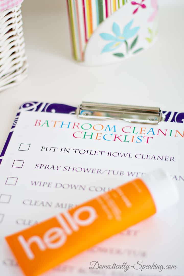 Bathroom Routines… Bathroom Cleaning Checklist with hello