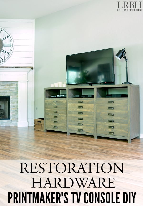 Restoration Hardware Printmaker’s Inspired TV Console DIY