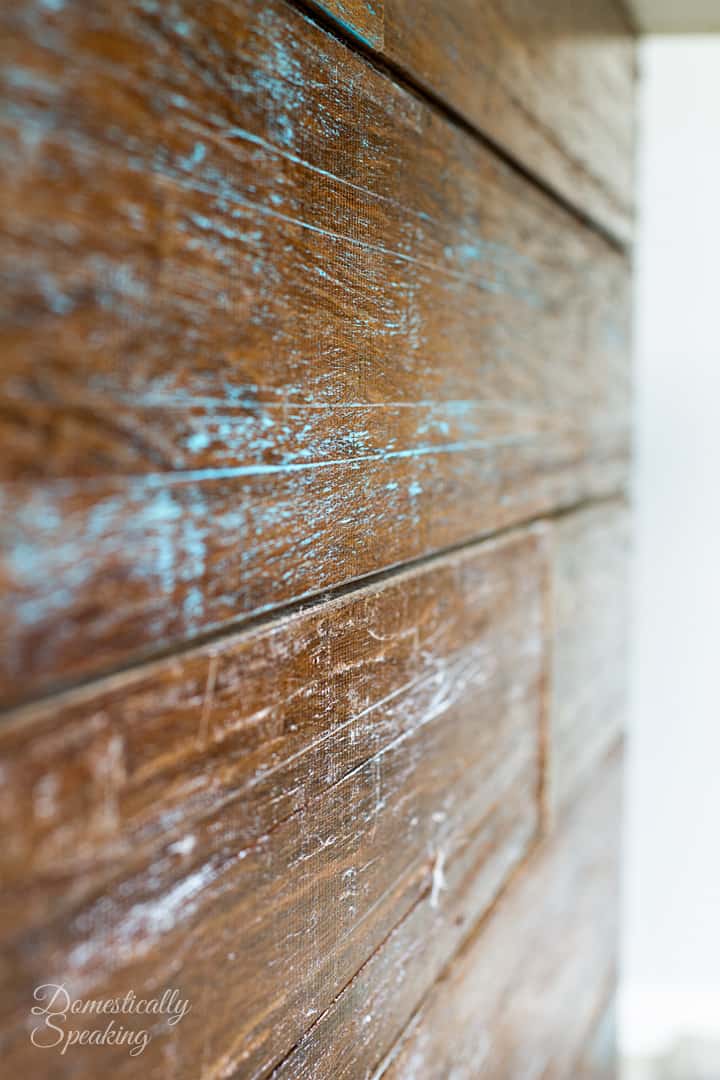 Barstool Area Plank Wall with Leftover Flooring