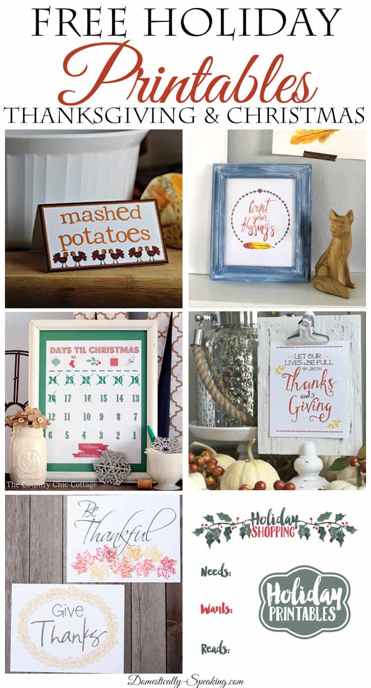 Free Holiday Printables… Thanksgiving and Christmas