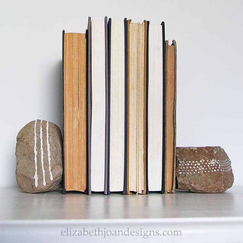 Painted Fieldstone Bookends