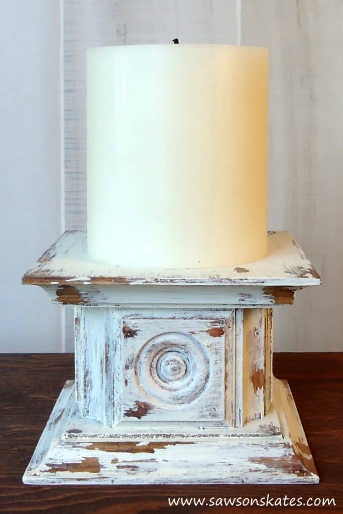 chippy paint candle holder