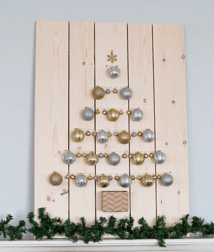 Silver and Gold Ornament Tree Display