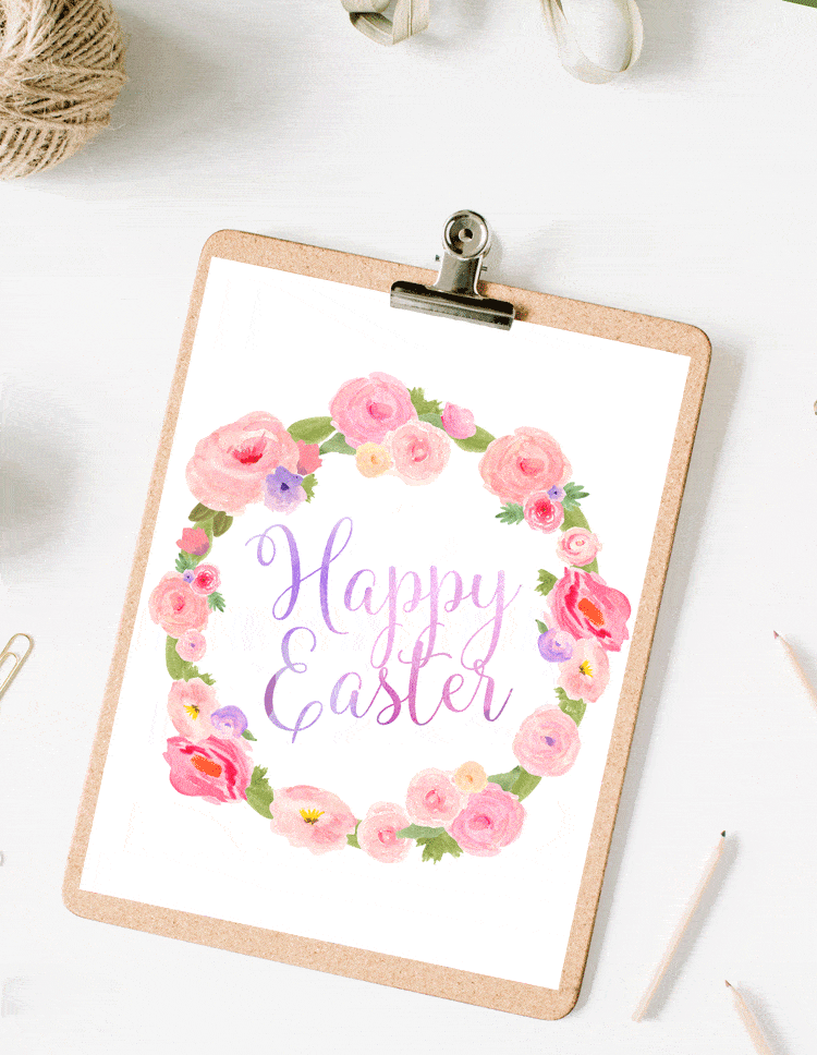 Easter Watercolor Wreath Printable