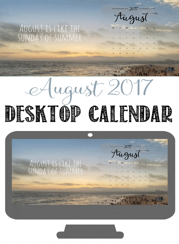 End of Summer August Desktop Wallpaper Calendar