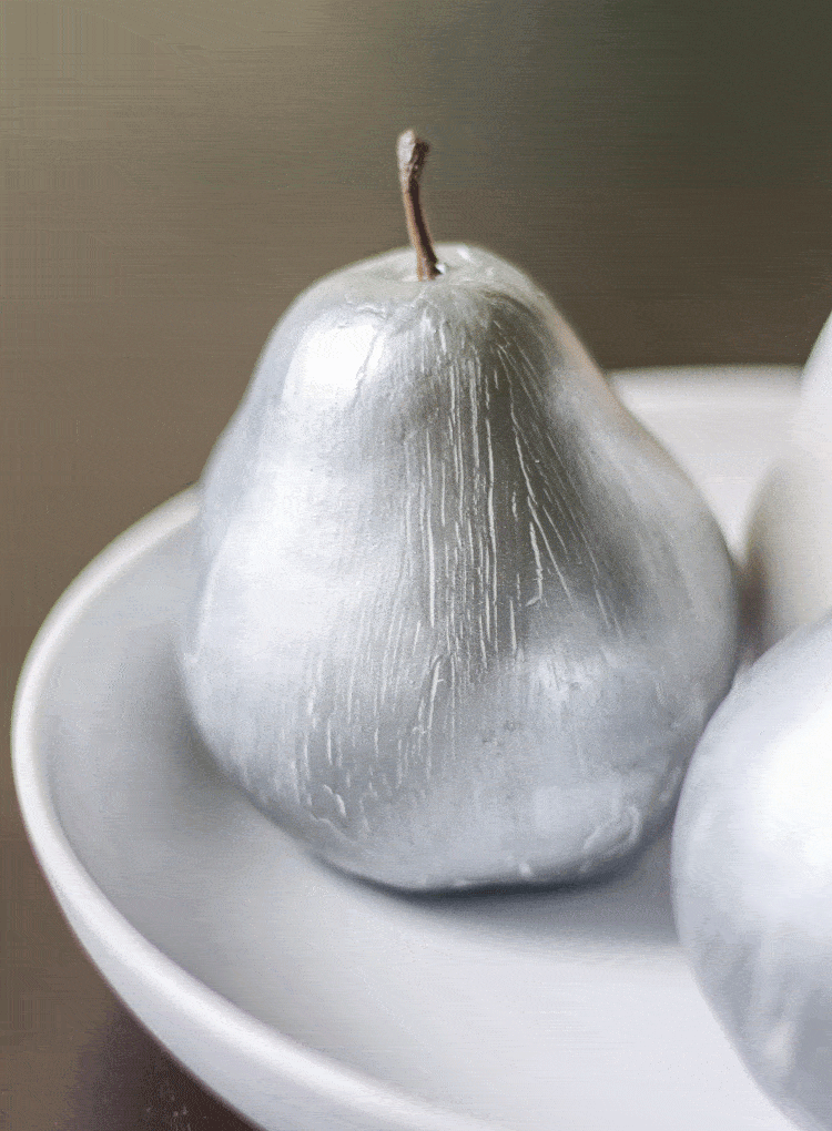 DIY Silver Pear with Paint Crackle Effect