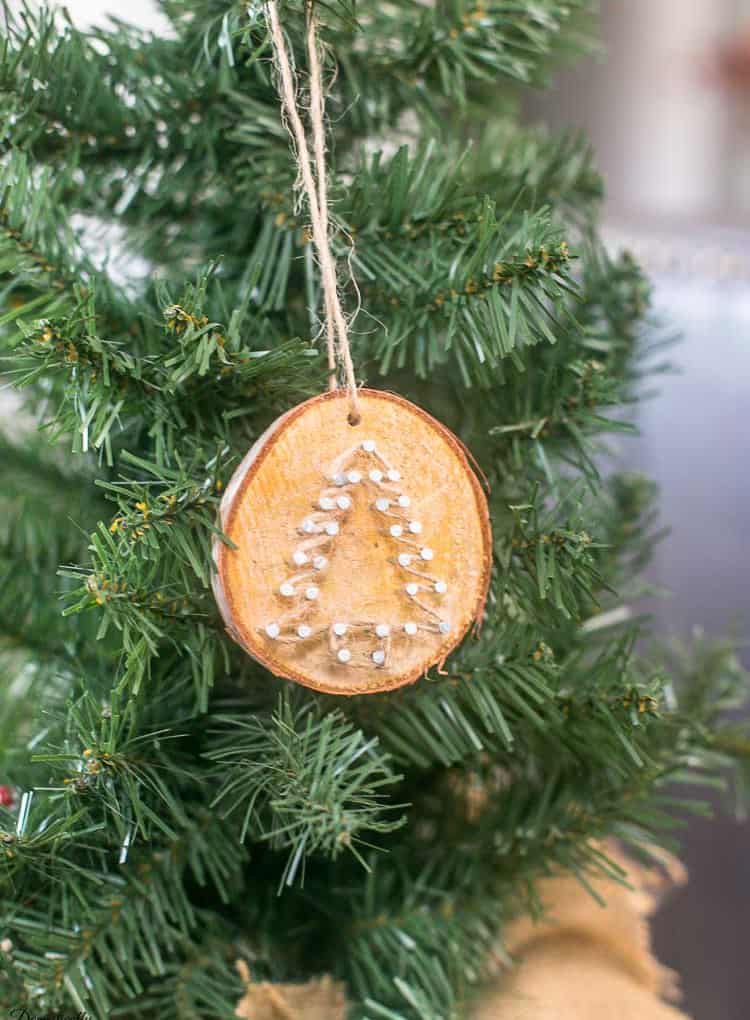 Rustic Twine Wood Slice Christmas Ornaments