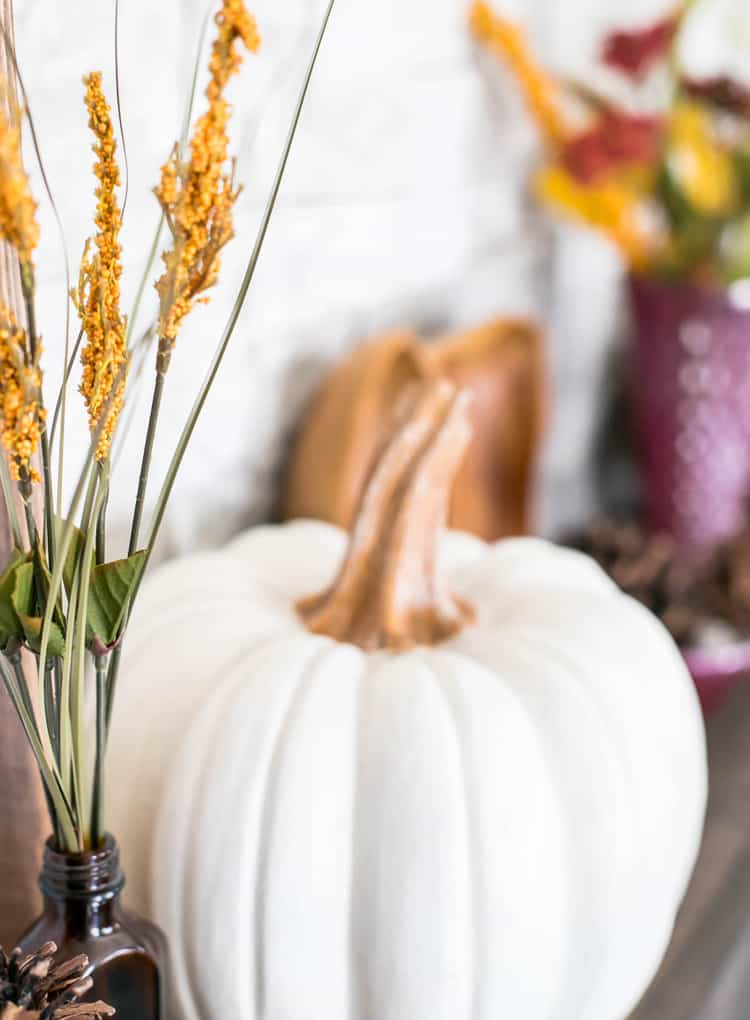 Fall Leaves and Pumpkins Please Fall Mantel