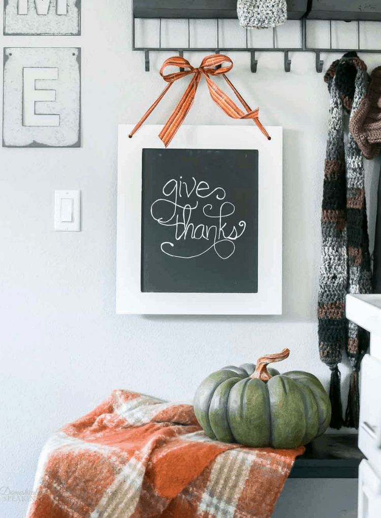 Repurposed Cabinet Door Chalkboard Sign for Fall