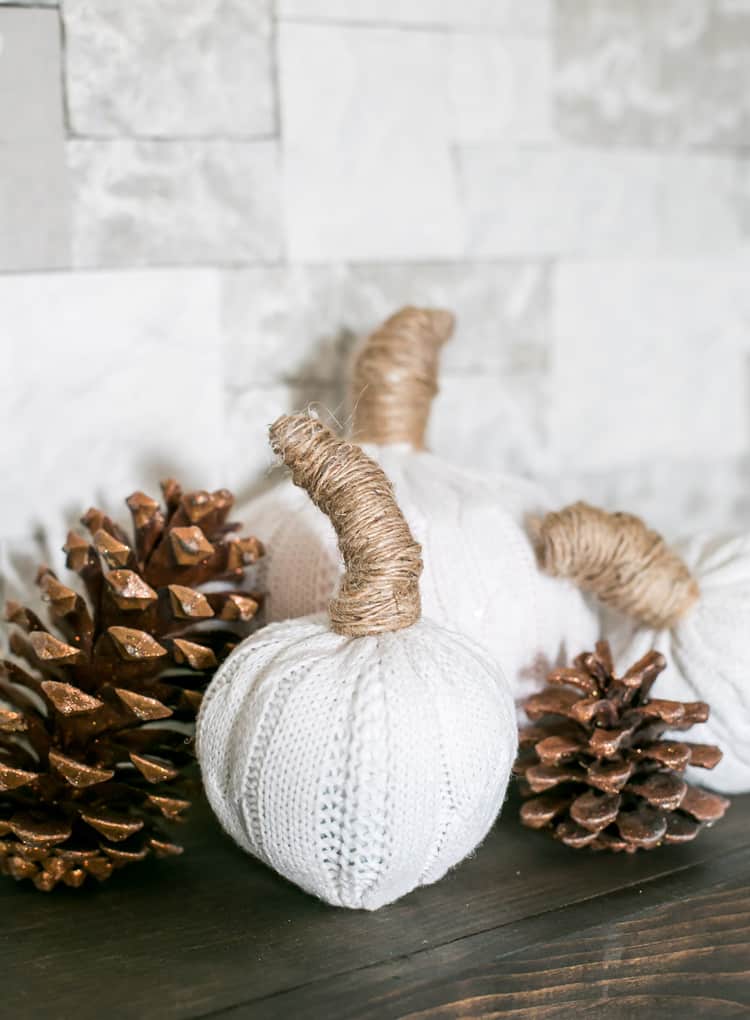 Thrift Store Cable Knit Sweater Pumpkins