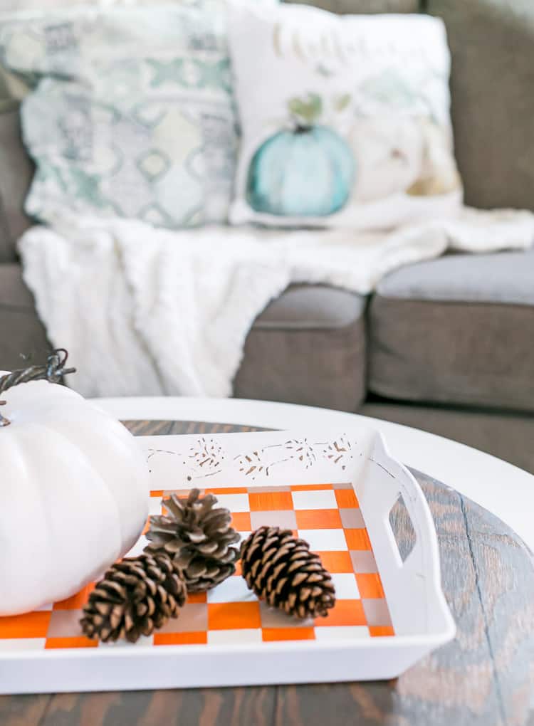 Buffalo Check Tray from a thrift store find using cute fall colors!