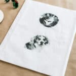 Fur babies printed on tissue paper to make Christmas ornaments.