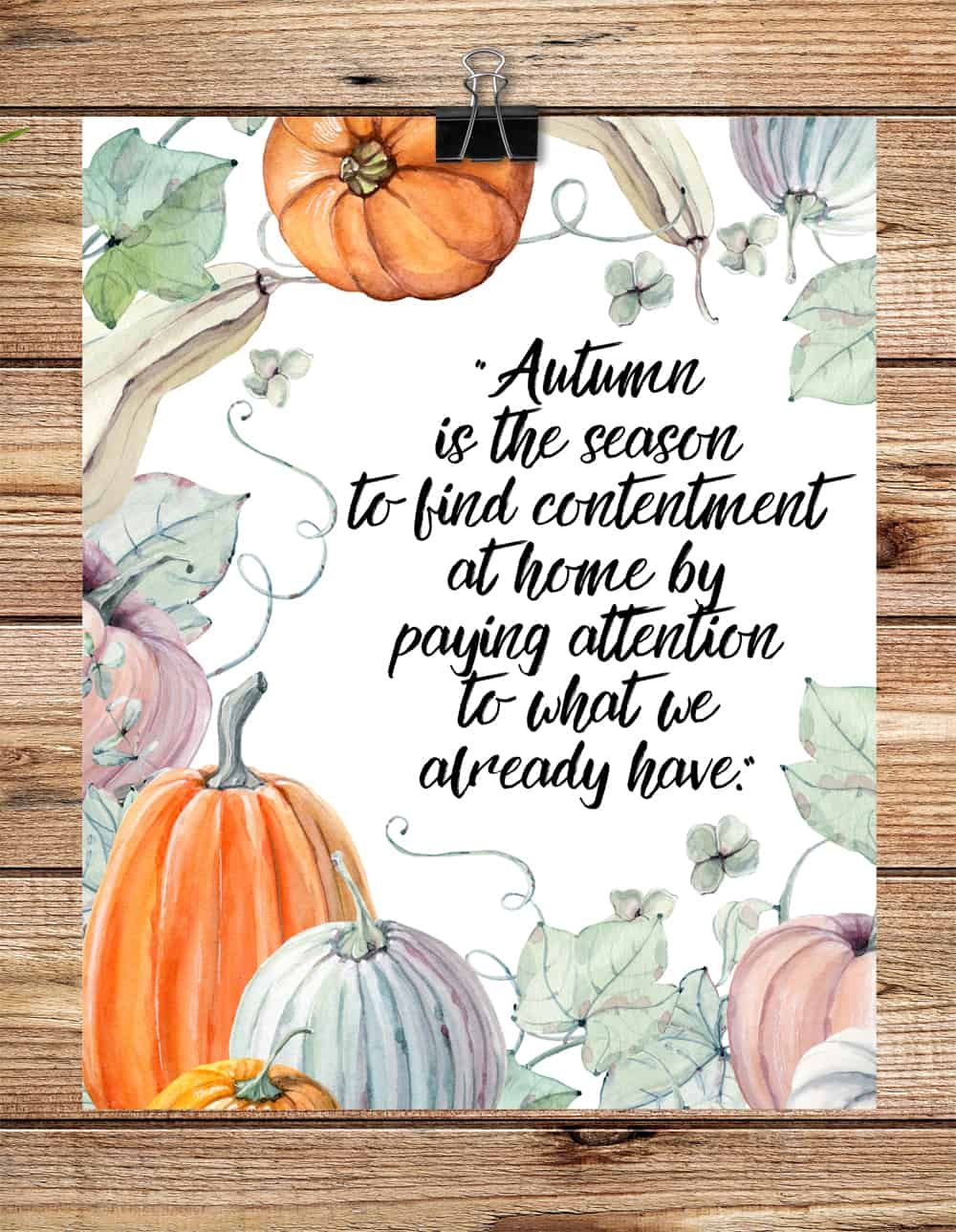 Autumn Pumpkin Watercolor Printable