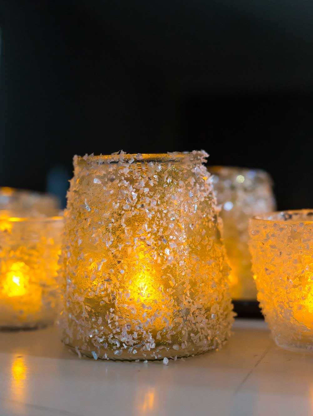 DIY Snowy Votives