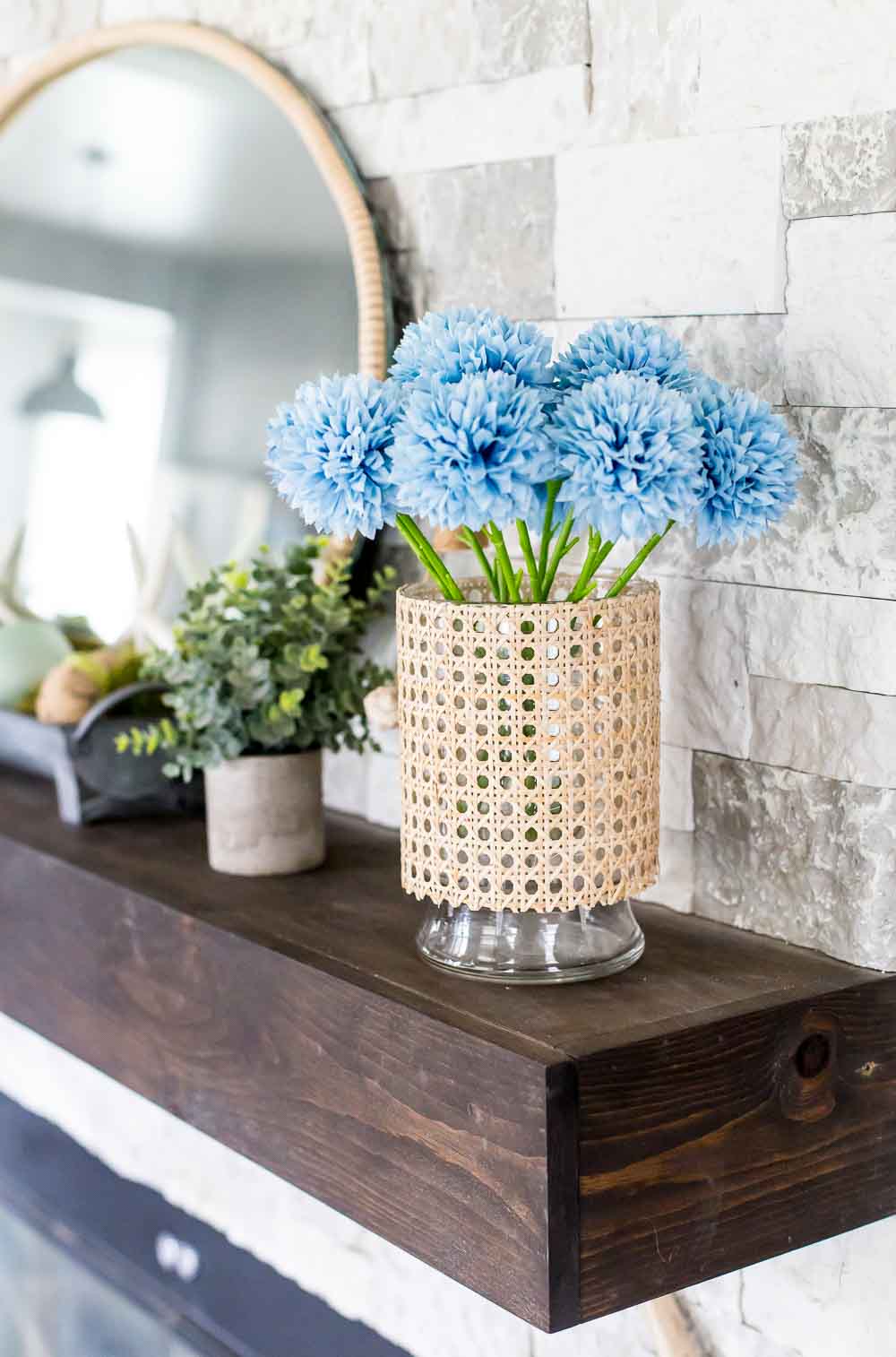 cane wrapped vase DIY