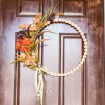 diy fall bead wreath with flowers from Dollar Tree